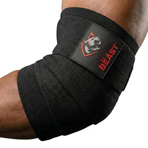 Elbow Wraps for Weightlifting, Powerlifting - 40" 45" 50" Compression Wraps & Sleeve Design for Bench Press and Fitness  (1 Pair, Medium)