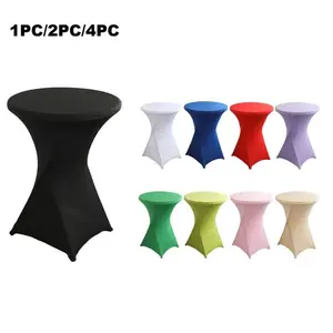 1/2/4 Pack spandex stretch table cover, wedding decoration cocktail bar table cover, solid color round banquet stretch table cover (32x43 Inch)