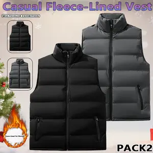 Mens Vest Jacket Warm Sleeveless Jackets Winter Waterproof Zipper Coat Autumn Stand-up Collar Casual Waistcoat Brand Clothing