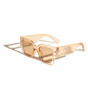 QC Shades Horizon Full Rim Sunglasses with UV Protection for All Face Shapes Clear Peach Color Frames UV400 Protection Comfortable Fit