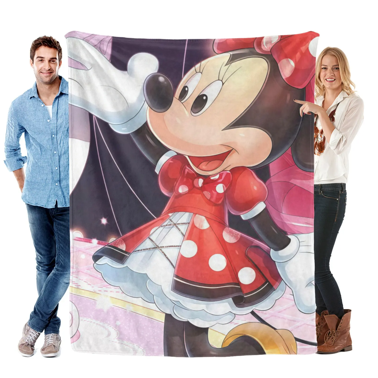 Disney Red Dot Stage Minnie Mouse Blanket, Soft Flannel Minnie Mouse Bed,Toddler Blankets For Girls For Teen Bedroom Gift