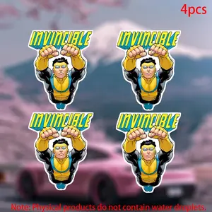 4pcs-Invincible Mark Grayson Sticker-car stickers for doors, windows, laptops, luggage, furniture and bumpers-durable adhesive vinyl material