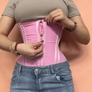 Live Streaming Women's Plain Zipper Adjustable Hook & Eye Closure Waist Trainer, Shapewear Belt, Comfort Sporty Tummy Control Waist Cincher for Yoga Workout, Sports Protective Accessories, Matt Waist Trainers