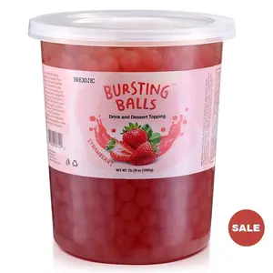 BREXONIC Boba Pearls Popping Bursting Boba, Tapioca Pearls For Bubble Tea (Strawberry , 2 LB 1 Pack)
