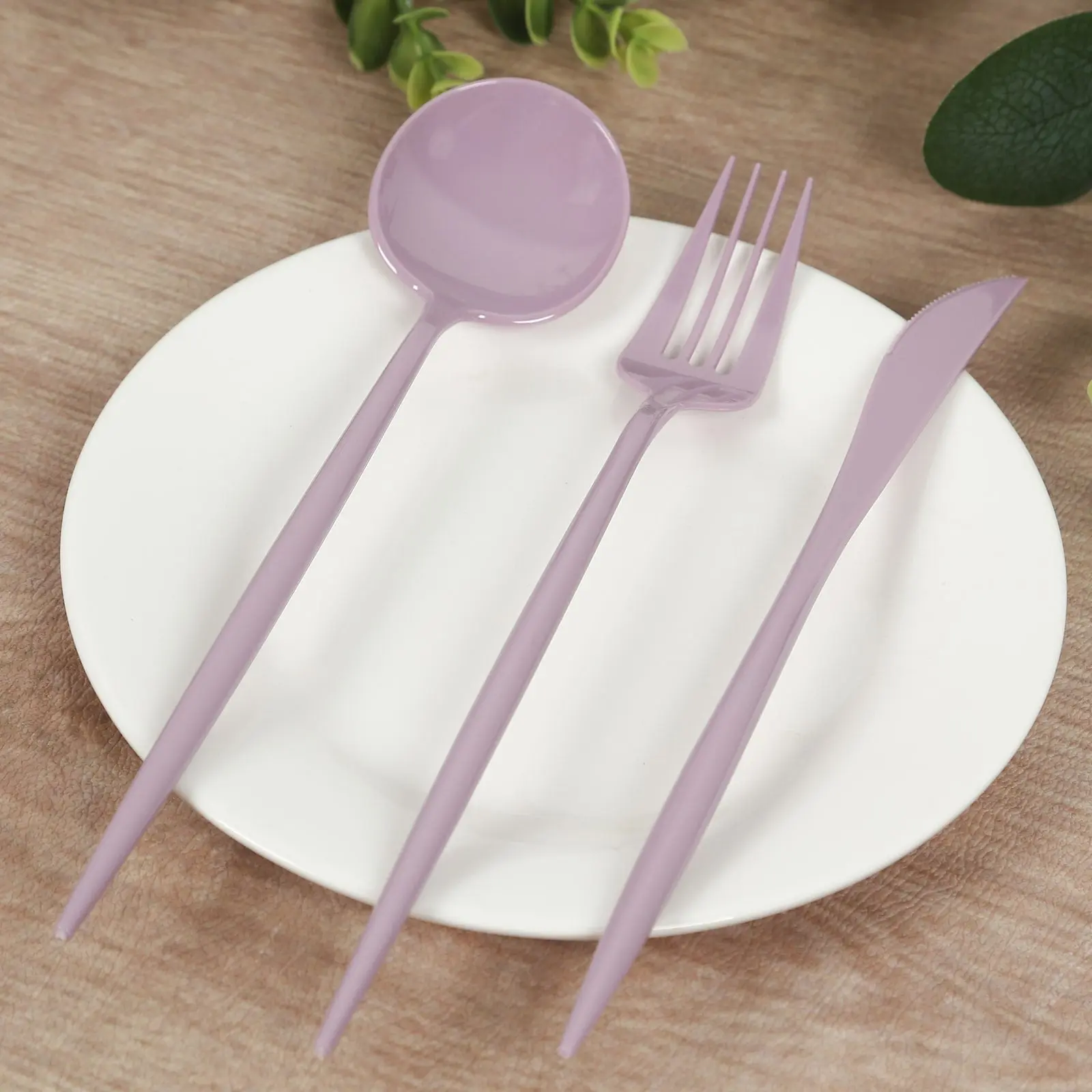 60 Pack Lavender Lilac Heavy-Duty Disposable Plastic Silverware Set, Disposable Dinnerware for Party Supplies, Weddings