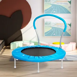 Mini Trampoline 36" Rebounder Fitness Trampoline with Handle Metal Stable Design Six Legs Galvanized Springs Fast Assembly Durable for Kids 220 lbs Capacity