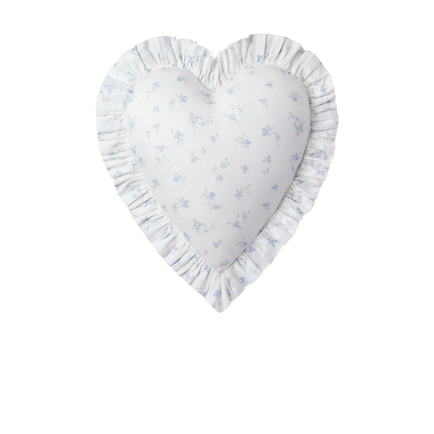 LoveShackFancy Garden Bow Ruffle Heart Pillow in Atlantic Shore