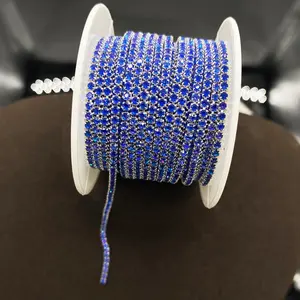 2m Long 9 Color Rhinestone Chain for DIY Sewing, Fashion Accessories for Clothing Shoes Hats Bags, Elegant Embellishment Trim
