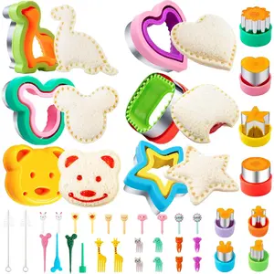 Sandwich  for  Lunch LARGE 40 count,  Uncrustables Sandwich Maker, Cookie Cutters, Fruit Vegetable  Shapes,  Picks, Dinosaur  Bear Heart Square