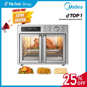 [2026 Kitchen Hack] Midea Flexify French Door Air Fryer Toaster Oven Combo 26.4 QT, Extra Large Countertop Air Fryer Oven 10-in-1 Combo 25% Faster Cooking & 90% Less Oil, Elegant Design Convection Fan, Gift of the Season