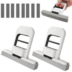 2-Pack Mini Desktop Mop + 8 Replacement Sponges, Small Sponge Mop, Dry Wet Dual-Use Cleaning System, Foldable Desk Mop, Single Hand Handle