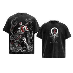 Vintage Kratos God of War Graphic Tee, Ghost of Sparta Retro 90s Anime Game Shirt, Back Print Distressed Cotton Unisex T-Shirt, Trendy Streetwear Graphic Tees Men, Gamer Merch Leviathan Axe Men Fashion Casual Tops Everyday Wear Ultimate Gaming Gifts