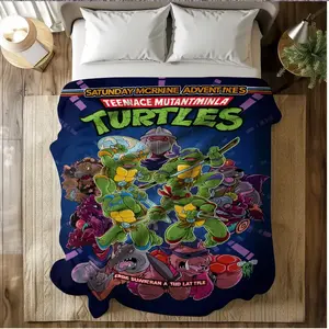Teenage Mutant Ninja Turtles Ultra Soft Flannel Throw Blanket, Retro TMNT Saturday Morning Adventures Plush Fleece, Cozy Cartoon Hero Bedding for Boys and Adults, Cool Ninja Action Room Decor, Lightweight Travel Cover, Epic Fan Gift for All Ages