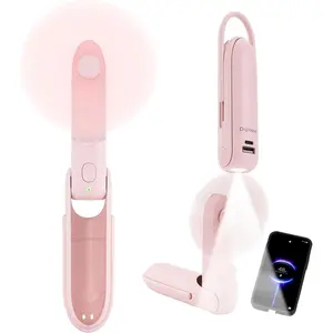 Mini Fan Handheld Fan Portable Recharge Fan Flashlight 3 Speed with Power Bank