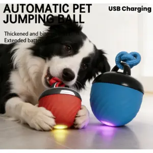1 Interactive Smart Dog Ball Toy, Durable Chew-Resistant Dog Ball, USB Rechargeable, Tail Rope Moving Ball with Light and Barking Sound, Indoor Pet Rolling Game, Suitable for Small to Medium Dogs, Relieves Boredom and Stimulates Chewing Interest