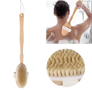 Dry Body Brush - Multi-functional Wet and Dry Brush - Long-handled Back Massage Brush - Bath Brush with Detachable Handle: 42cm