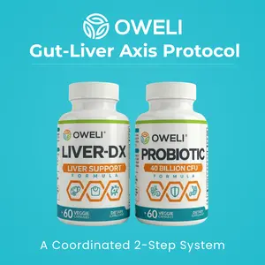 Oweli Gut-Liver Axis Protocol - Liver-DX + Probiotic 2-Step System with 8-Herb Liver Formula + 40 Billion CFU Probiotics for Digestive Wellness & Gut Health (30-Day System)