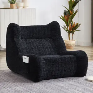 Giant Lazy Floor Sofa Couch with Back Support and Armrests, Oversized Bean Bag Chair for Adult Lounge Chair Accent Chair for Game Rooms, Bedroom, Dorm, 800 lbs Weight Capacity (Black)