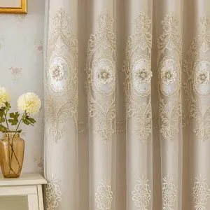 Modern Elegant Embroidered Sheer Curtain, Home Decoration Curtain, Two-Layer Fabric, Ideal for Living Room and Bedroom, Home Decor Accessory