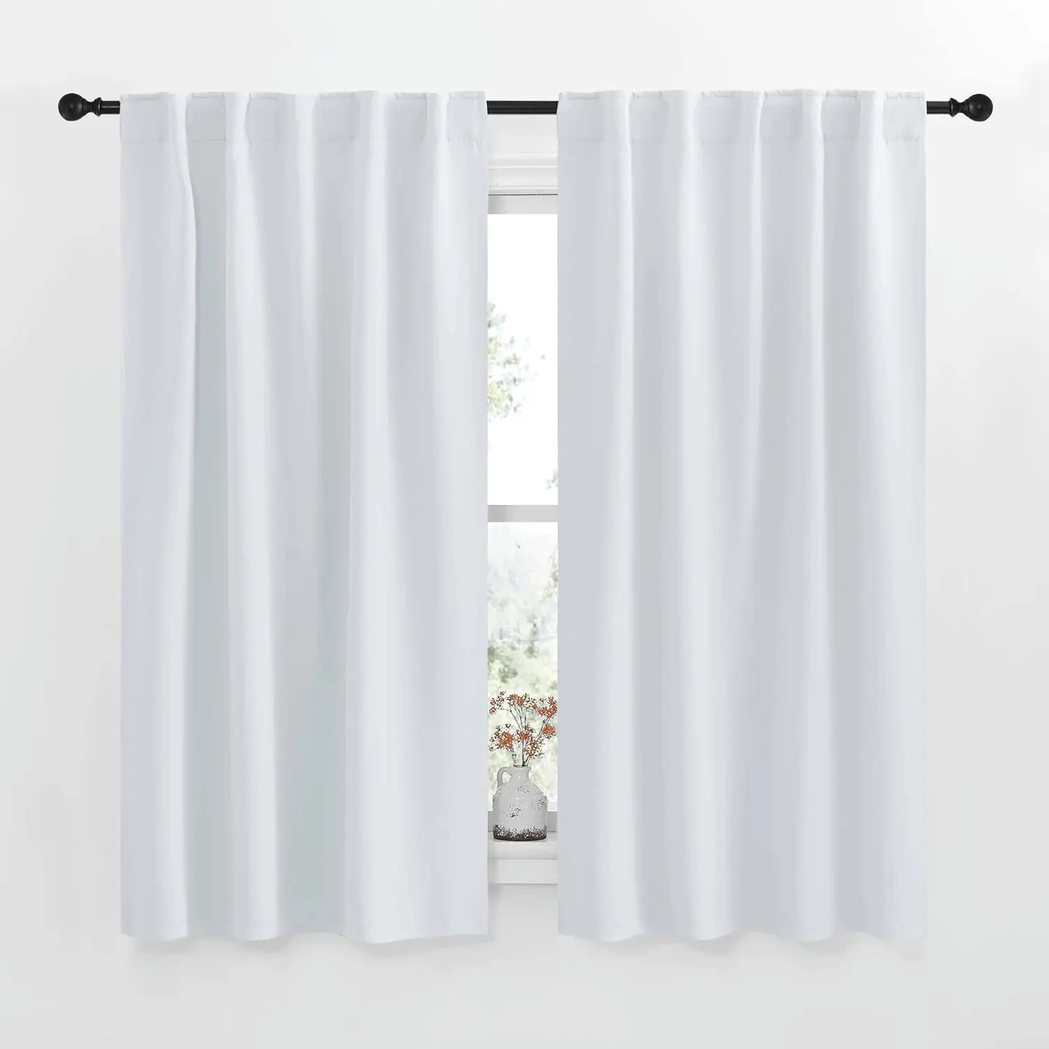 NICETOWN Window Draperies Curtains Panels - Blocking Out 50% Sunlight Curtains, Grommet Top Small Window Drapes for Bedroom (2 Panels, 42 by 45, White)