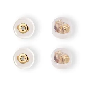 14K Real Solid Gold Earring Post and Backs Hypoallergenic Soft Clear Silicone Earrings Backings Ear Piercing Rubber Replacements Secure Safety for Studs Drop