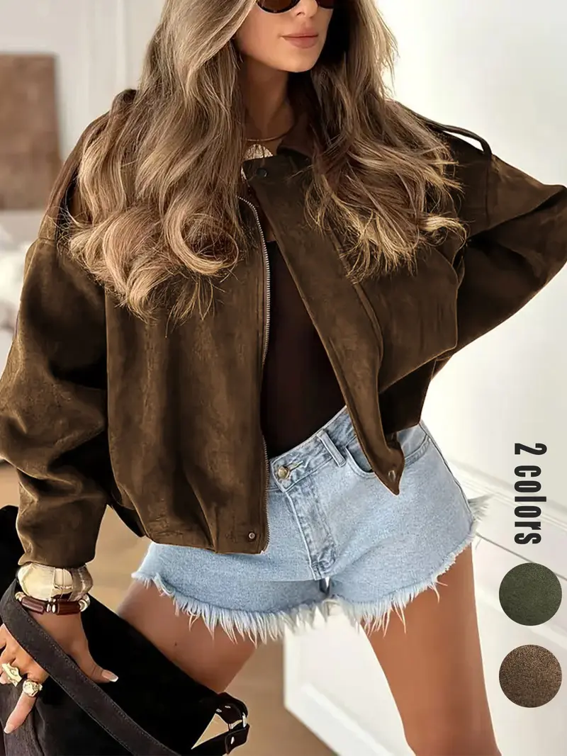 goldsmith faux leather bomber jacket washed dark brown - TikTok Shop