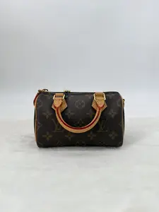 Pre-owned Louis Vuitton Monogram Crossbody Bags LV Speedy Nano coated Canvas Brown
