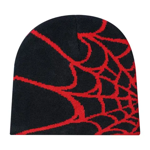 Unisex Spider Web Knit Beanie Fitted Hat, Outdoor Ready Warm Woolen Cap, Cozy Beanie, Cold Weather Protection, Fashionable Spider-Man Design Web Pattern, One Size Fits All, Knitted Hat, Beanie Hats, Beanies
