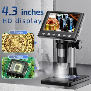 Coin Microscope 4.3 Inch LCD Handheld Digital Microscope, 1000x Magnification, 8 Adjustable LED Lights, PC View, Compatible with Windows/macbook