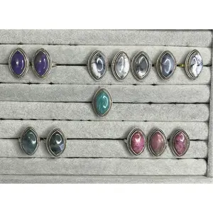 Marquise Natural Stone Sterling Silver Rings