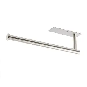 Wall Mount Paper Towel Rack, Sleek Square Round Design, Self Adhesive For Kitchen Cabinet