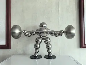 Stainless Steel Weightlifter Sculpture, Customizable Modern Art Figurine for Home Gym Office Decor, Non-Refundable Custom Orders