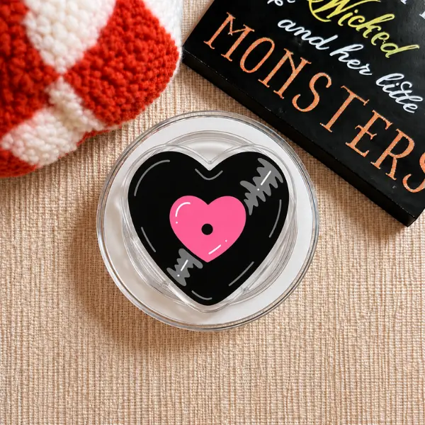 Retro Vinyl Heart MagSafe Phone Grip, Cute Music Record & Pink Heart PopSocket, Aesthetic Indie Music Lover Phone Accessory