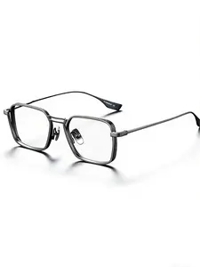 Trendy Metal Square Frame Glasses for Men & Women, Fashionable Eyewear with High-End Feel, Versatile Stylish Design, Square Browline Glasses