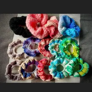Crocheted hair scrunchies