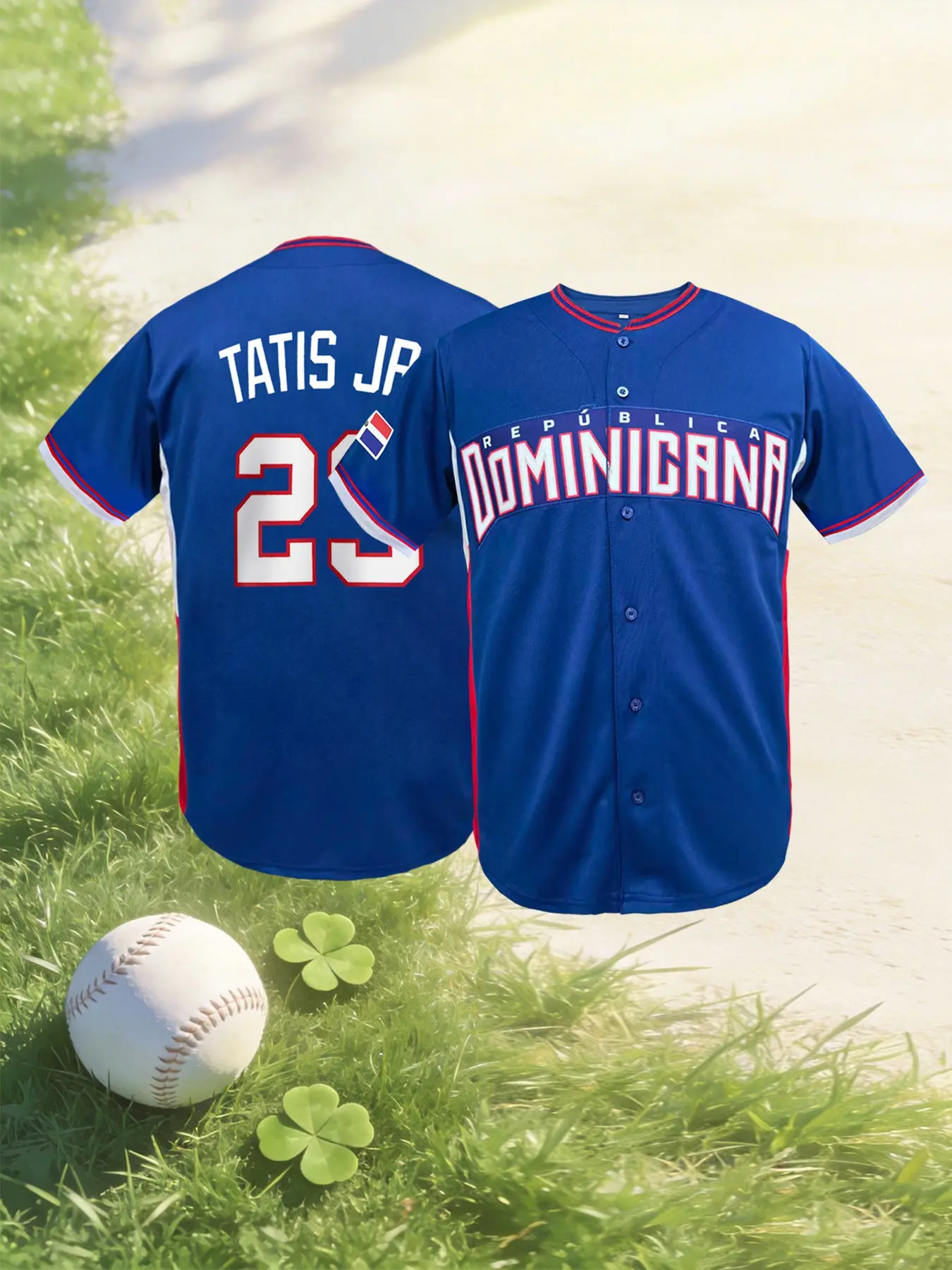 Dominicana #23 Baseball Jersey, Classic Vintage Embroidery Design, Breathable Short Sleeve Baseball Shirt , Hip Hop Hipster Sportswear Button Down Shirts Sports Uniforms Sports Apparel Men Women Jersey All Seasons Wear