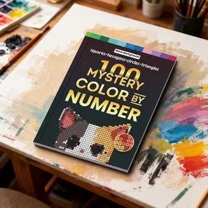 Adult Pixel Coloring Book, 100 Unknown Patterns, Square Triangle Hexagon Circle Points, Adhd Suitable, Fun Coloring Book