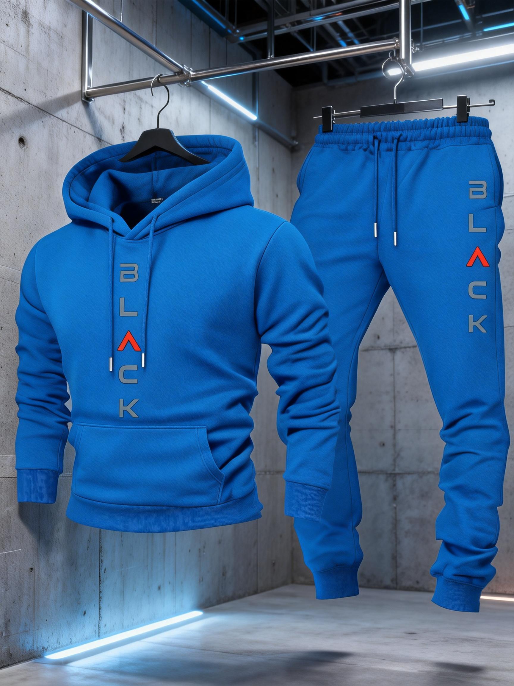 2026 new men's two-piece hoodie set with letter print, casual sports jogger pants, suitable for spring, autumn, and winter, made from soft and comfortable fabric, ideal for everyday casual wear