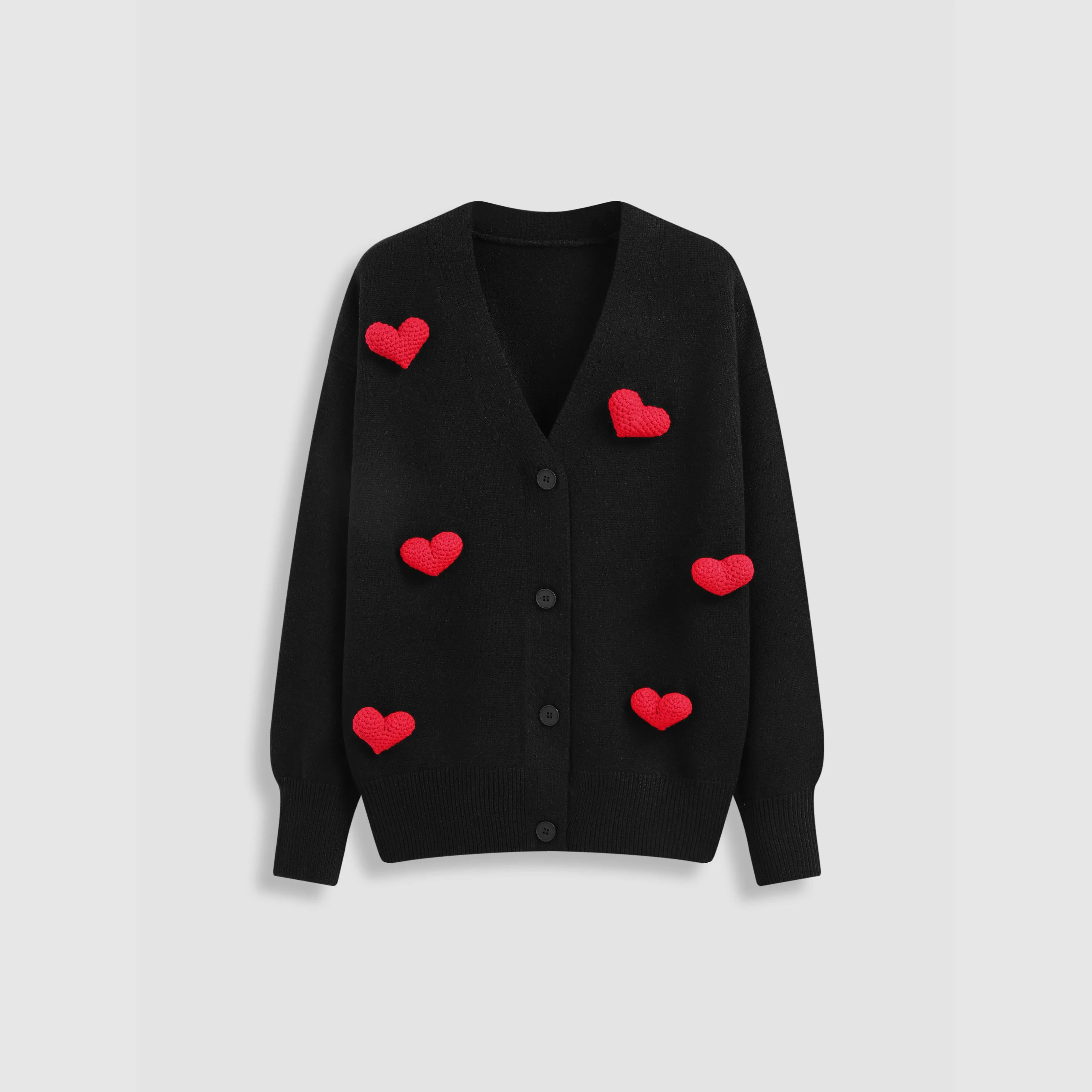 Cider [size 2-10] Knit V-neck 3D Heart Oversized Cardigan