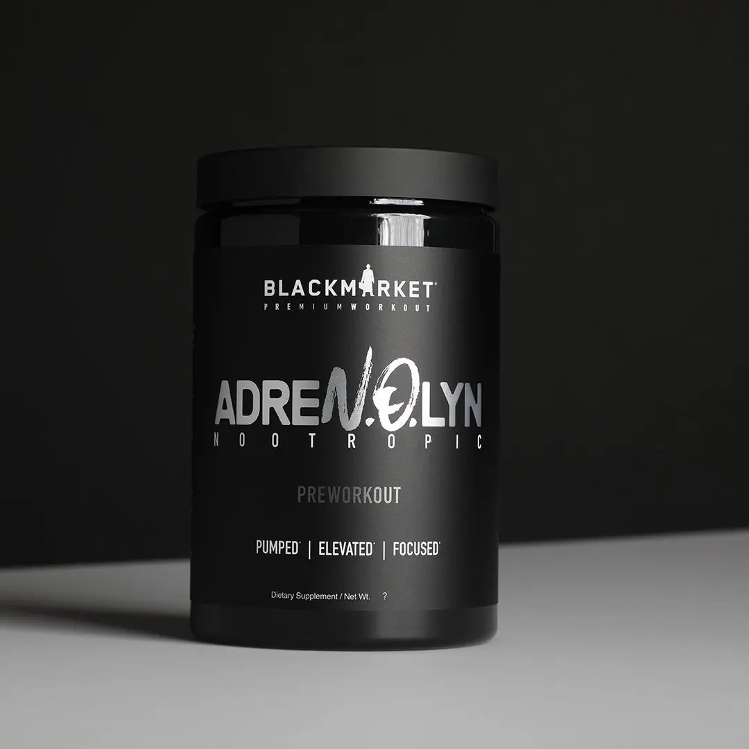 BLACKMARKET AdreNOlyn Nootropic Pre-Workout Dietary Supplement Powder - 300mg Caffeine, Beta-Alanine, L-Citrulline - 30 Servings - Energy Boost, Mental Clarity, Focus, Enhanced Pump, Cognitive Support - Fitness Supplement