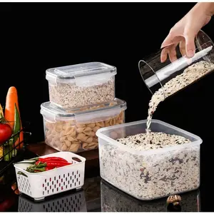 5 Pack Fridge Organizers and Storage - Stackable Fruit Storage Containers for Fridge with Removable Colander, BPA-Free Food Storage Container for Salad Berry Lettuce Vegetables Meat Keeper Fresh
