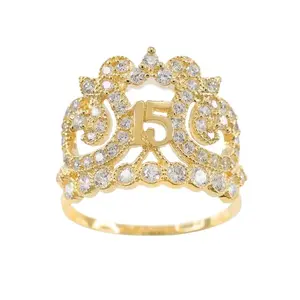 Gold Plated 15 años Crown Ring Quinceañera Jewelry 1.7CM Wide Metal Coating Elegant Design for Quinceañera Celebrations