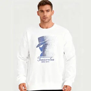 Men’s Leisure Crewneck Sweatshirt | Black/White Premium Rhinestone "Mystery Icon" Print | Streetwear Fashion | Soft Heavyweight Cotton-Blend Casual Daily Wear | Trendy Hip-Hop Style High-Quality Embellished Design | Must-Have for Menswear Enthusiasts