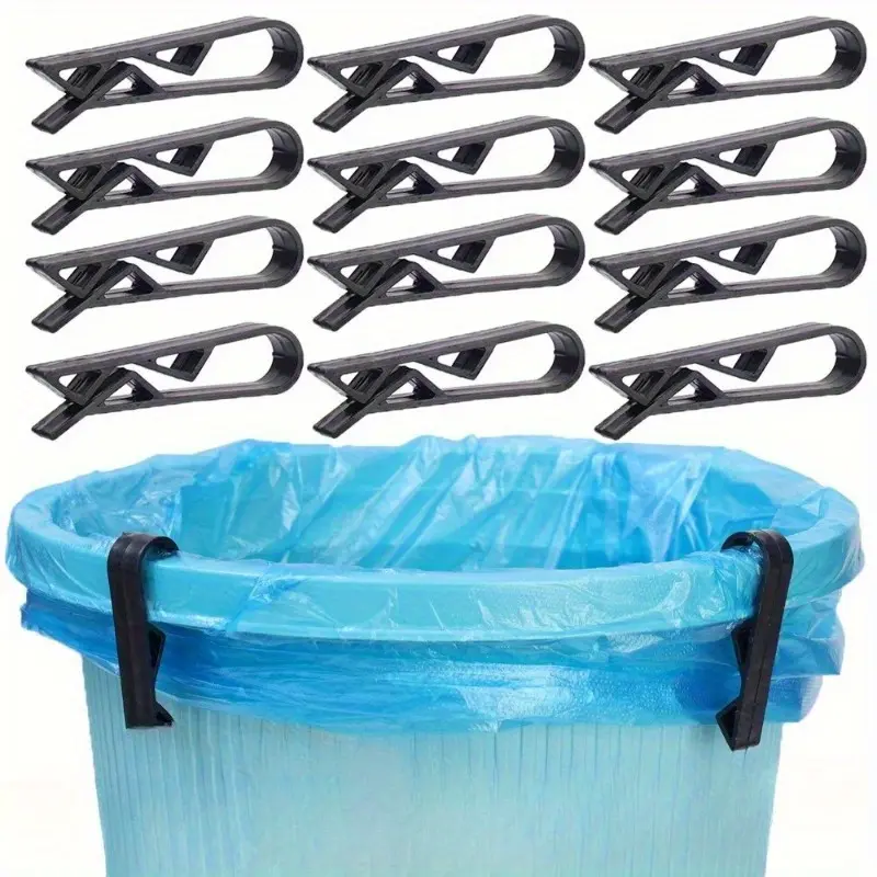 12pcs Trash Can Clips, Bag Holder Fixer, Creative Anti-Slip Garbage Bag Clip, Bucket Edge Clamp, Bag Clip For Trash Can