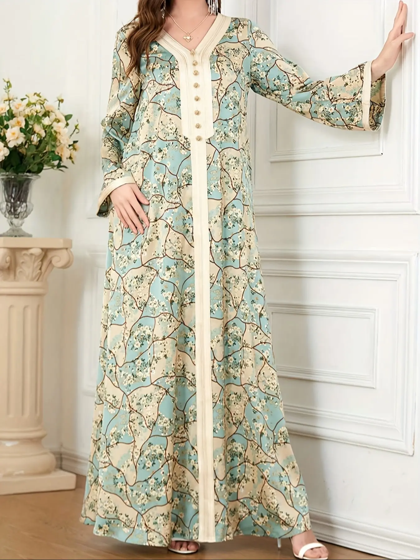 Arabian Women Jalabiya Clothing, Unique Patterns, Ramadan Muslim Women,  Iftar Islamic Abaya Turkish Robe Moroccan Robe, Floral Print Abaya - TikTok  Shop