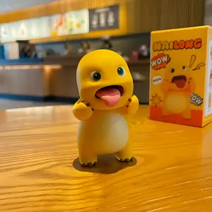 Cute yellow mini milk dragon plush toy, office handheld accessory, complete set, stress-relieving home decoration, children's gift, holiday gift, Christmas gift. Glowing mini cartoon dragon figurine. Stuffed Animal