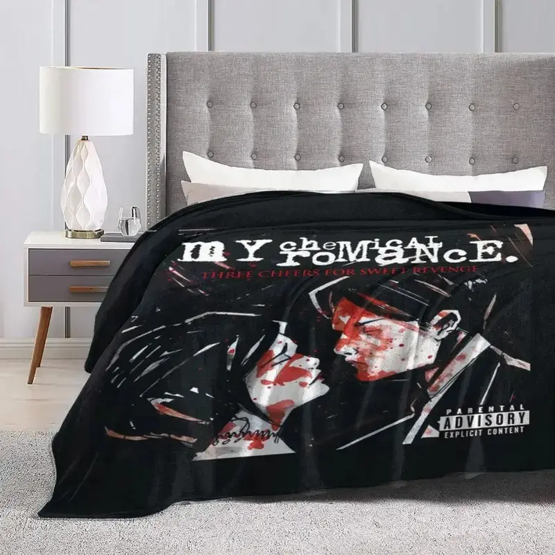 My Chemical Romance Rock Band Flannel Blanket, Soft Cozy Lightweight Throw for Bed Sofa, Music Room Decor & Gift for Fans