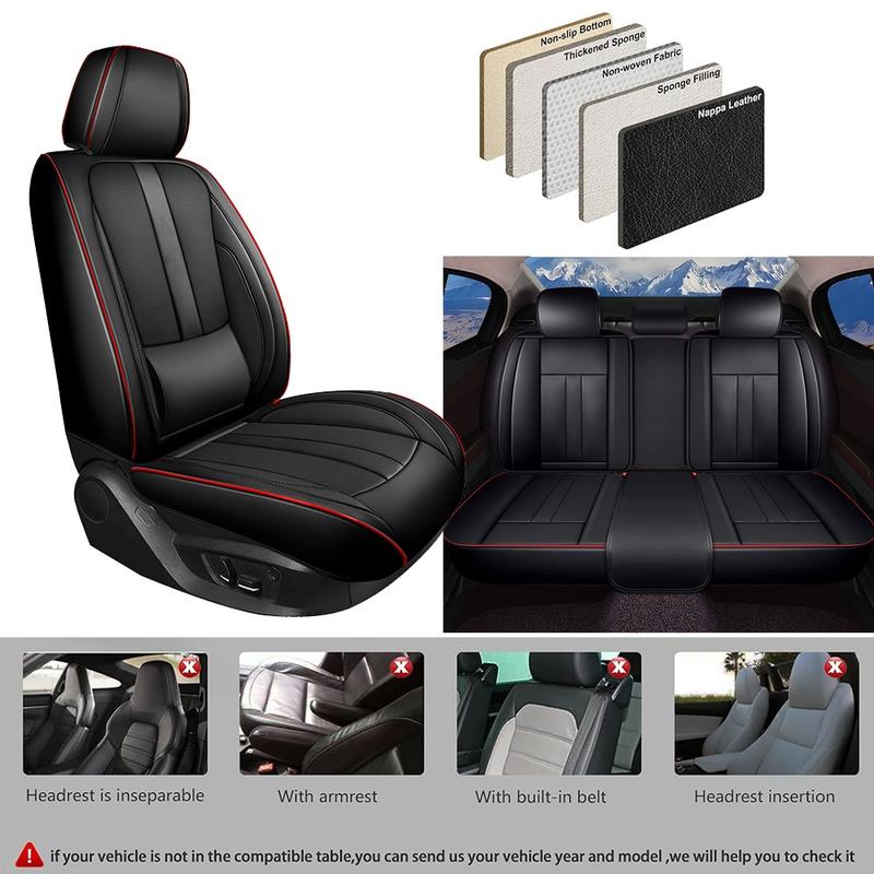 For Honda Accord 2003-2024/ Civic 2003-2023 Car 5 Seat Covers with 3D Waist Support, Premium Napa Leather Front & Rear Full Set Seat Covers Cushion Protector Pad with Storage Bag Scratch-Resistant Waterproof, 40/60 60/40 50/50 40/20/40 Split Rear Benches