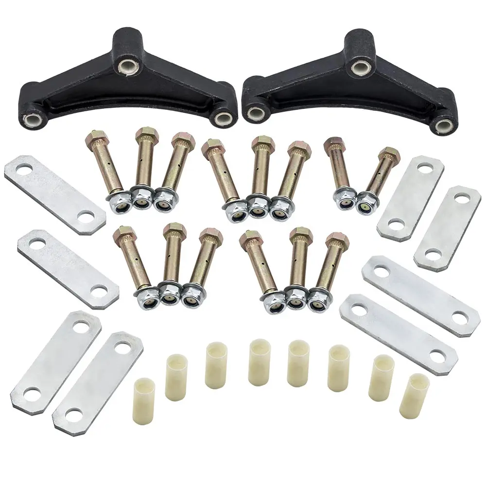 Tandem Axle Trailer Spring Suspension Rebuild Kit - Wet Bolt, Equalizers, Bushings, Nylon Bushing, 12mm*1.25mm Hardened Bolts, Locking Nuts, 1.75" Width Components, 3.125" Spring Shackle Straps x 8