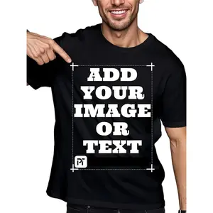 Custom Photo Men's T-Shirt – Personalized 100% Cotton Tee with Your Text, Logo, or Pet Picture. Perfect Gift for Graduation, Anniversaries, Team Uniforms & Holidays
